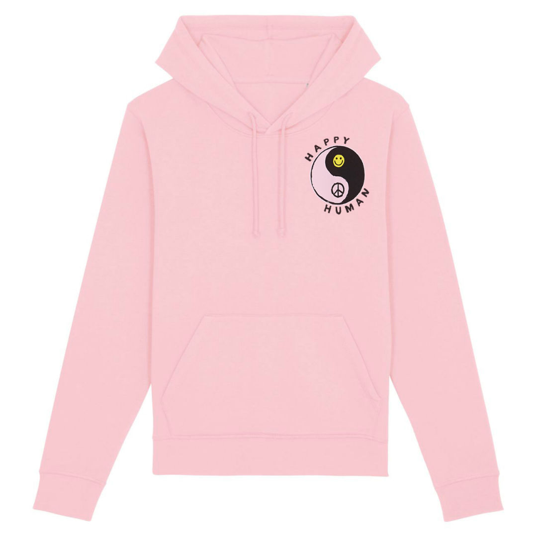 PINK HAPPY HUMAN HOODIE IN AID OF MIND CHARITY