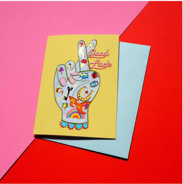 Fingers crossed good luck card by Eleanor Bowmer