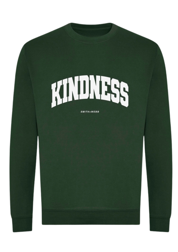 Bottle Green & White Varsity Kindness Sweatshirt In Aid Of Student Minds