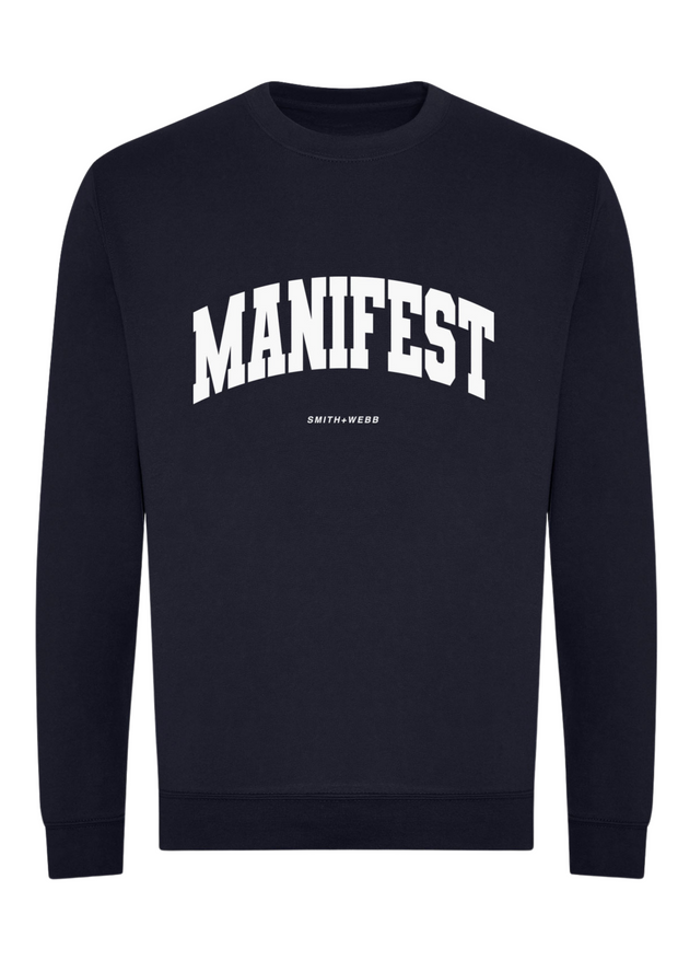 Navy Blue Varsity Manifest Sweatshirt