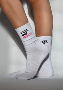Feeling Good - Classic White + Ombre Pink Print Soxyen Socks